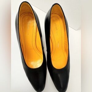 Celine Black Leather Pointed Heels with Yellow Inners